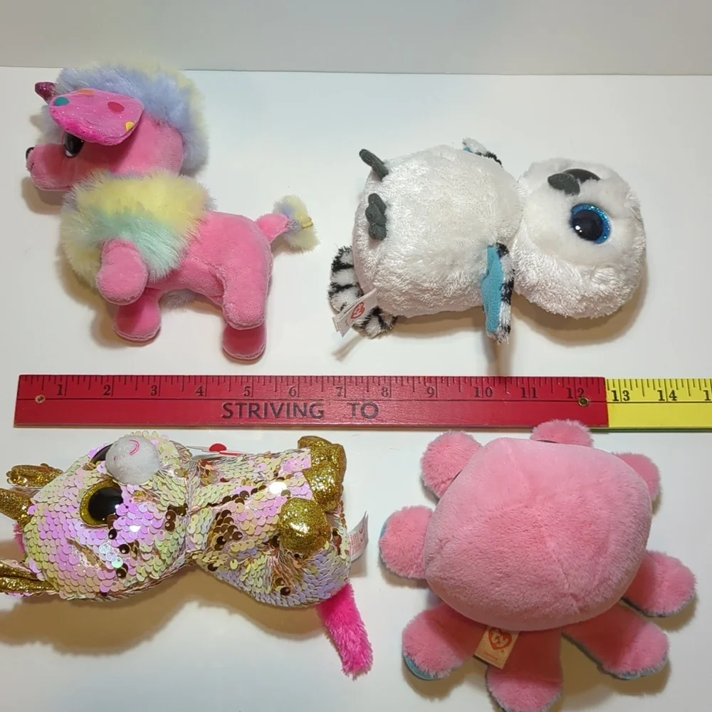 TY Owl Octopus Mini Boos Fantasia Unicorn Coco Surprise Noodle Unicorn Poodle